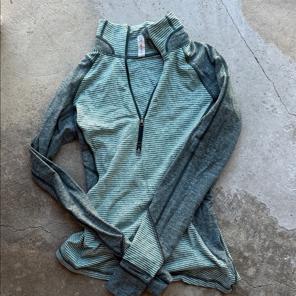 Lululemon Striped Green Quarter-Zip Pullover